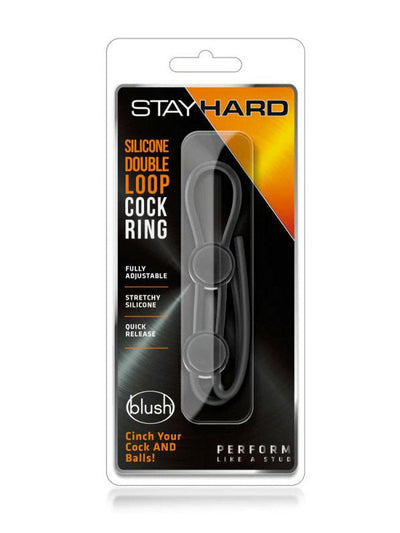 Stay Hard Silicone Double Loop Cock Ring Black 1
